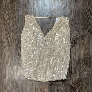 Gold sequin open/low back blouse - never worn